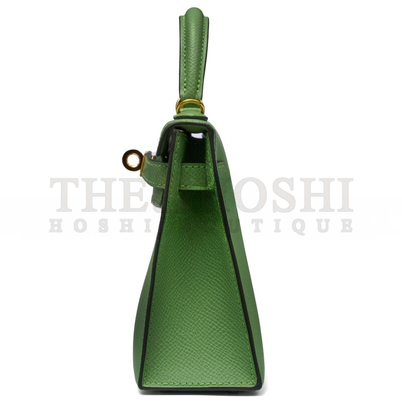 H**me5 VERT CRIQUET EPSOM MINI KELLY II GOLD HARDWARE (19*12*5.5cm) Master Quality